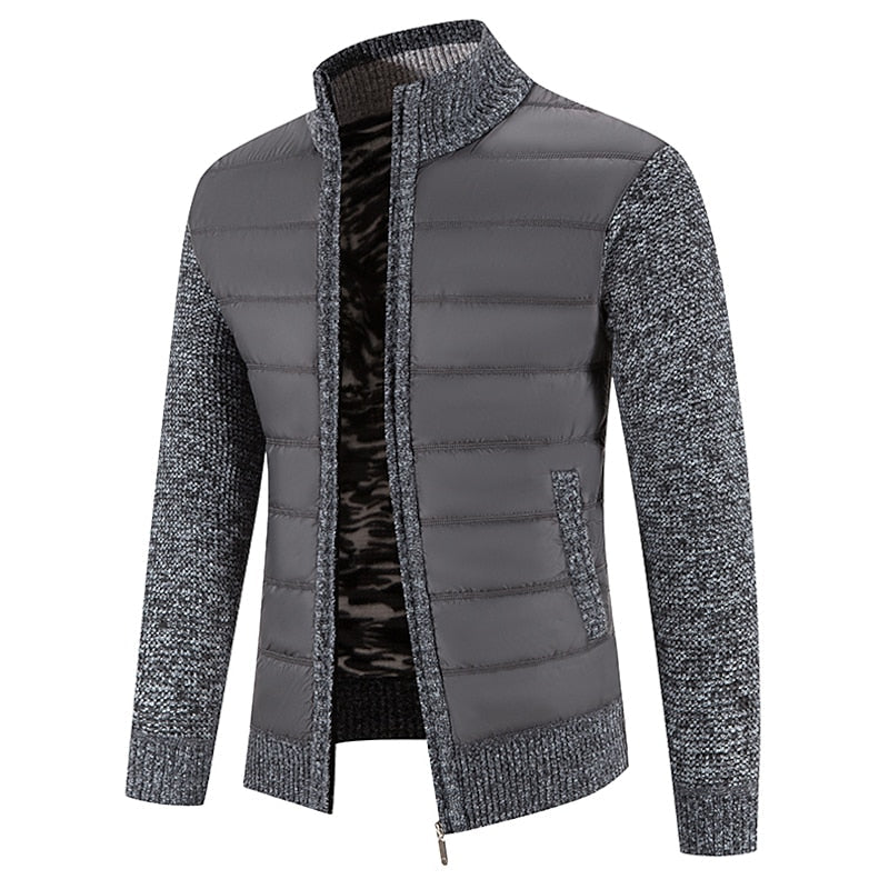 Zip-Front Stand Collar Cardigan