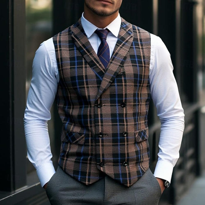 Refined Plaid Vest