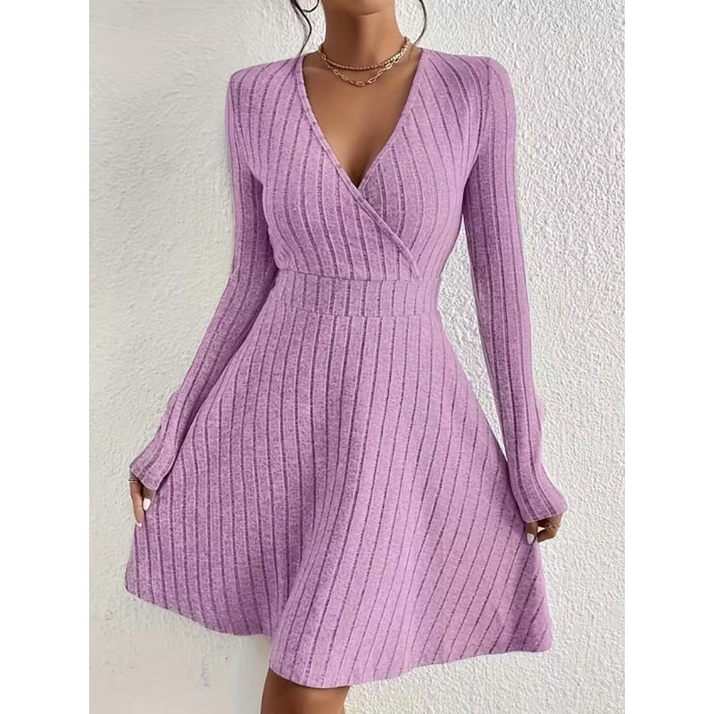 Wrap-Neck A-Line Dress