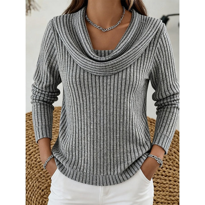 Cowl-Neck Ribbed Top