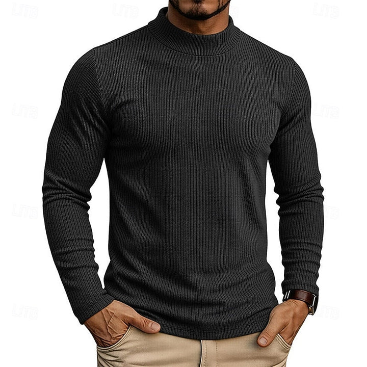 Ribbed Mock-Neck Top