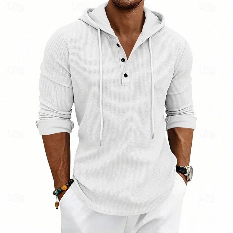 Relaxed Hooded Henley Shirt