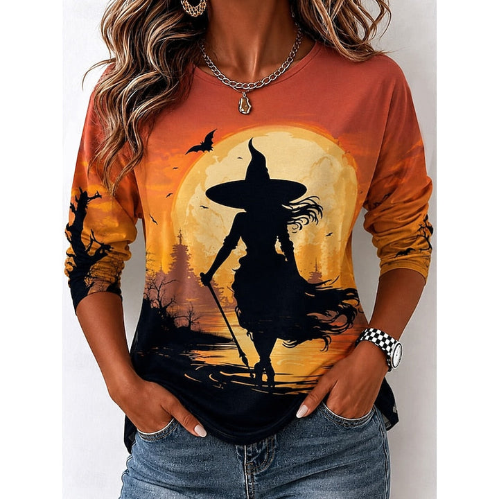 Halloween Witch Graphic Long Sleeve Top