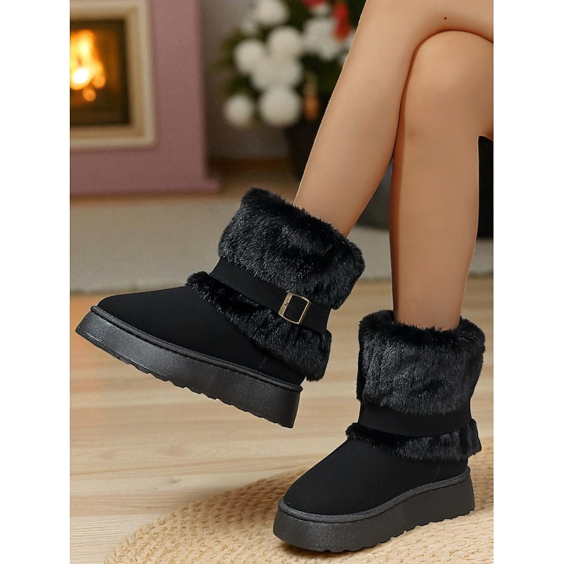 Cozy Fur-Trimmed Snow Boots