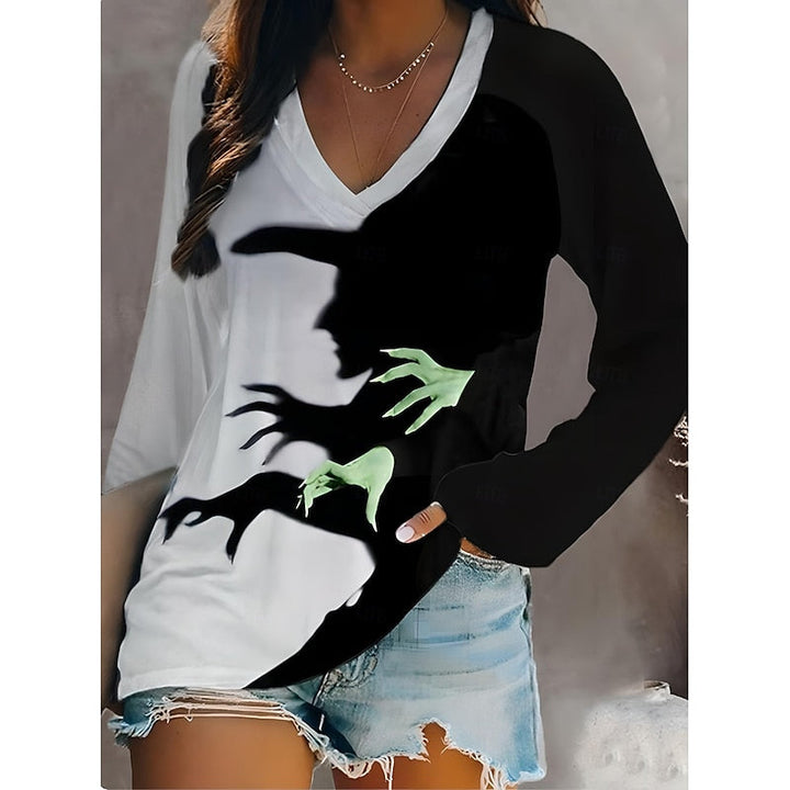 Halloween Graphic V-Neck Top