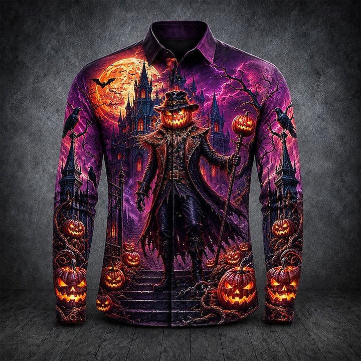 Halloween Gothic Print Long-Sleeve Shirt