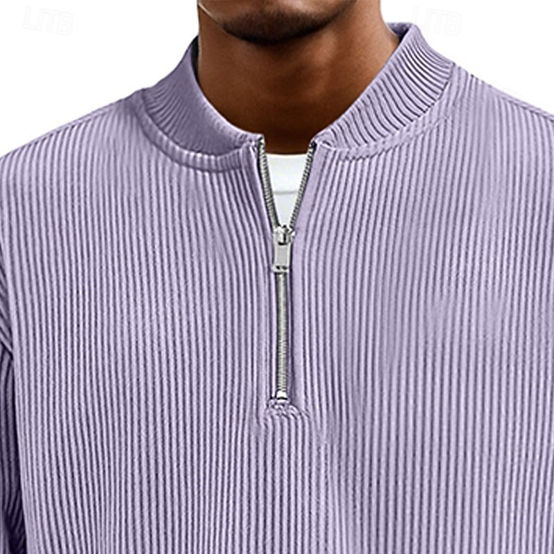 Ribbed Quarter-Zip Pullover