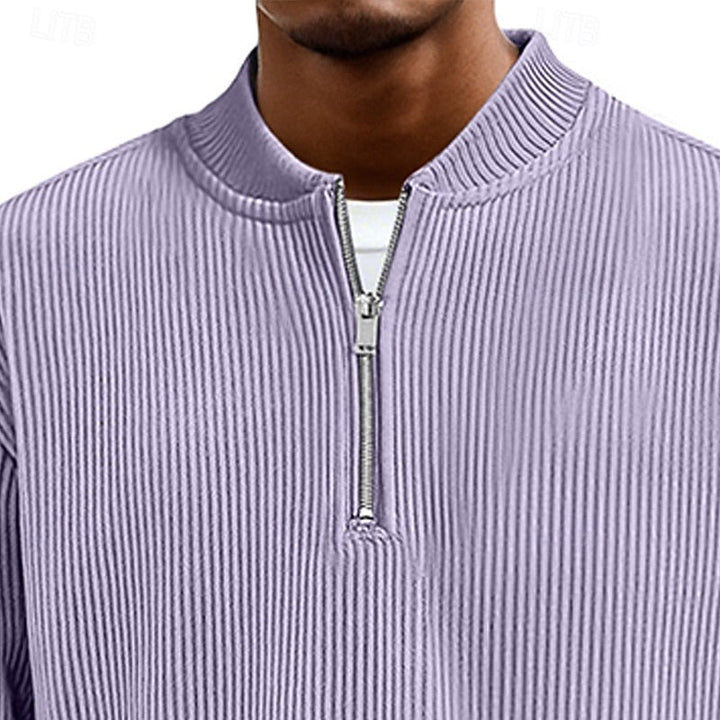 Ribbed Quarter-Zip Pullover