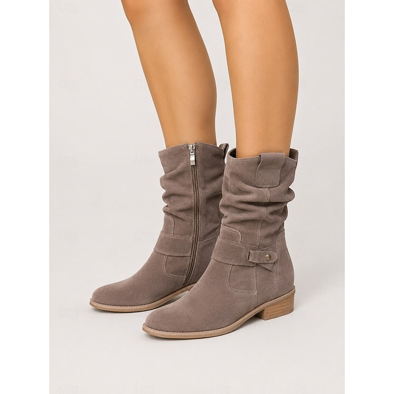 Slouchy Buckle Ankle Boots
