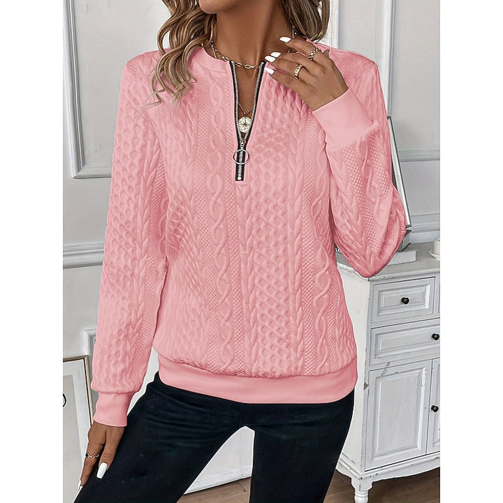 Cable-Textured Quarter-Zip Top