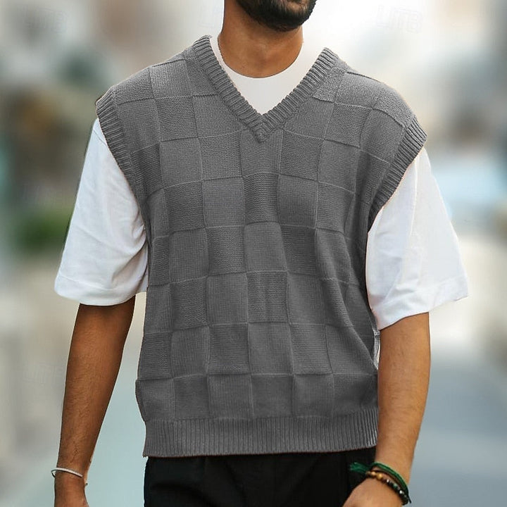 Textured V-Neck Sweater Vest