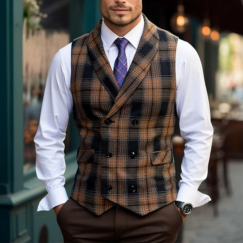 Refined Plaid Vest