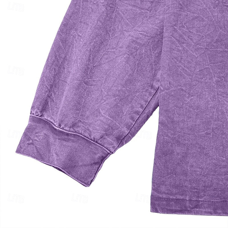 Vintage Washed Stand-Collar Henley Shirt