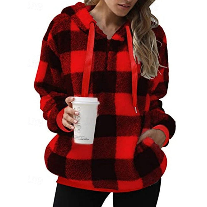 Quarter-Zip Checkered Hoodie