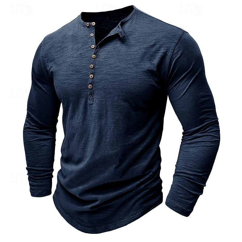Classic Long-Sleeve Henley Shirt