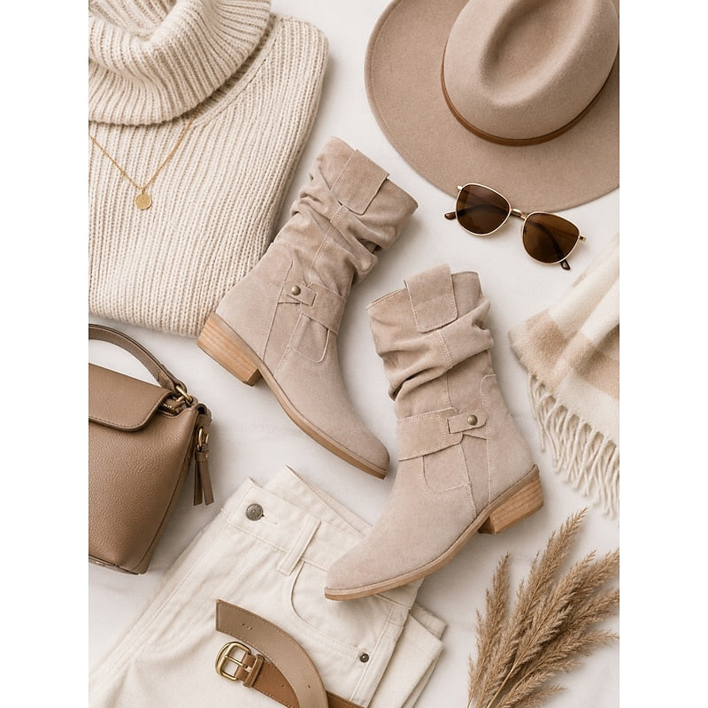 Slouchy Buckle Ankle Boots