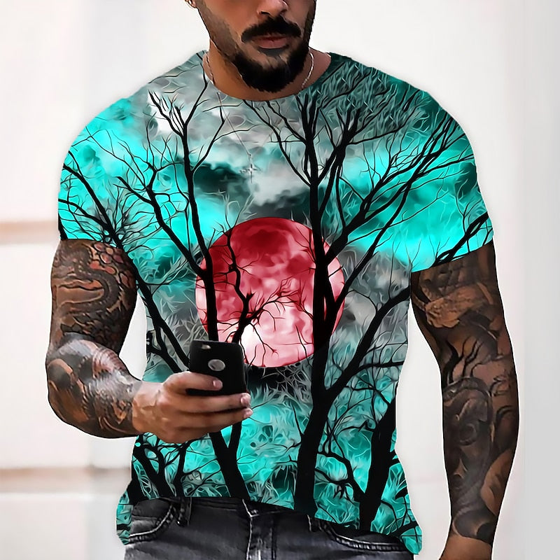 Halloween Moon Graphic Crew Neck T-Shirt