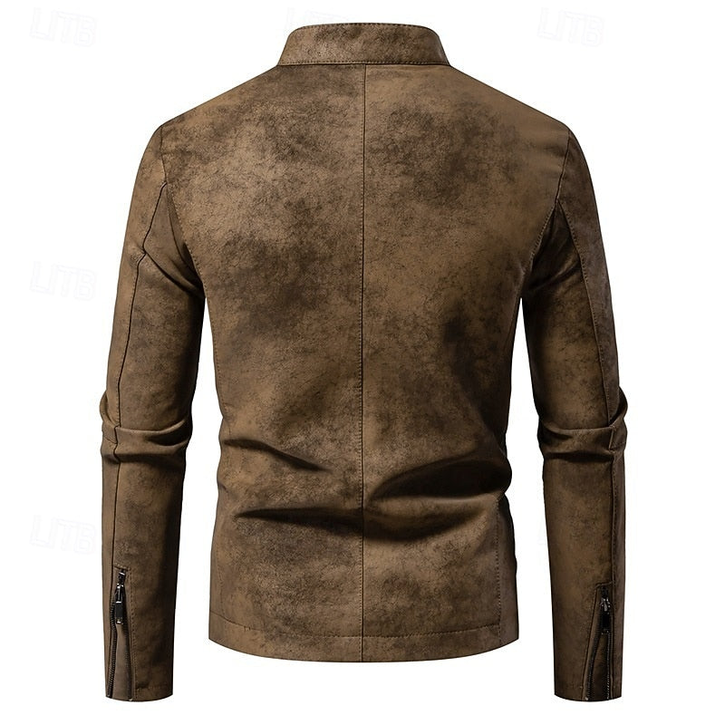 Classic Stand-Collar Biker Jacket