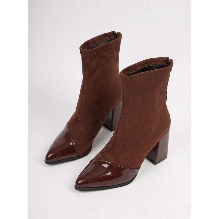 Cap-Toe Chunky Heel Ankle Boots