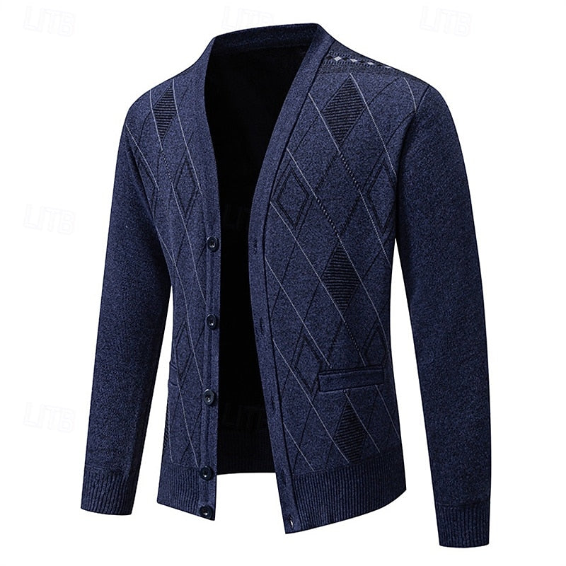 Refined Argyle Cardigan