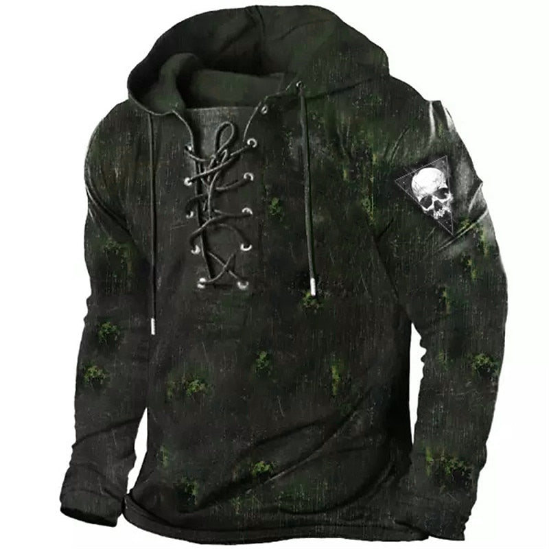 Halloween Lace-Up Skull Hoodie