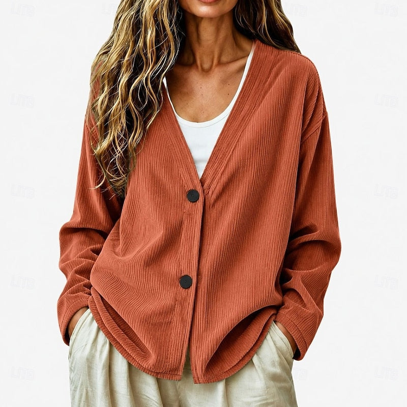 Relaxed V-Neck Button Cardigan