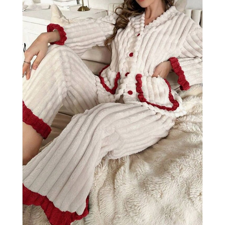 Cozy Ruffle-Trim Two-Piece Set