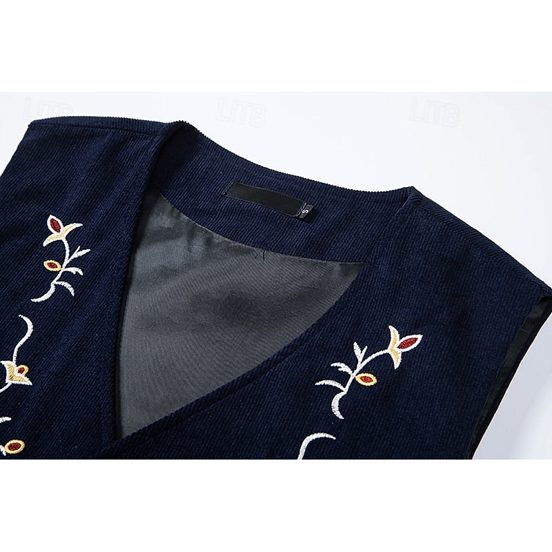 Embroidered Single-Breasted Vest