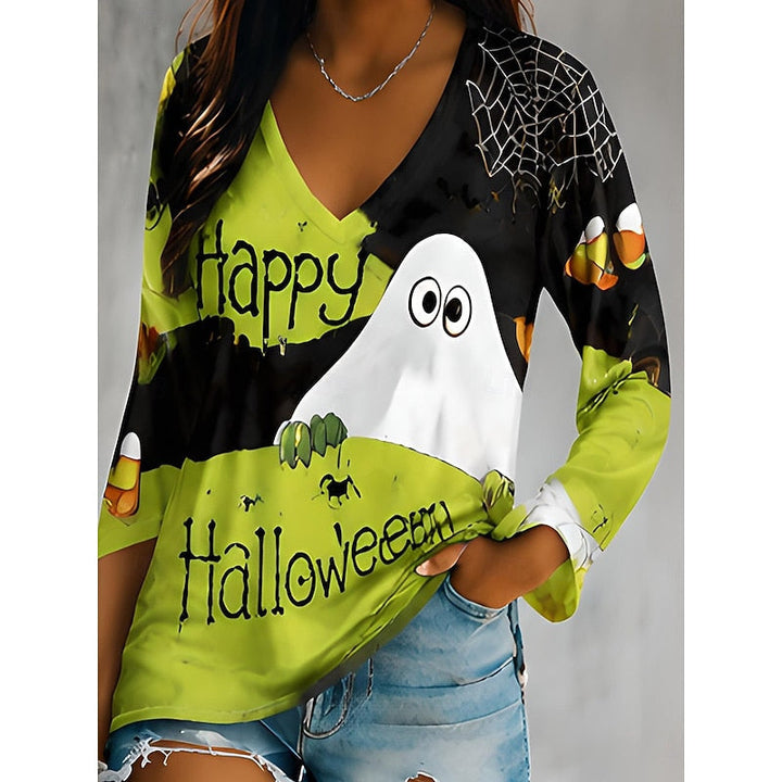 Halloween Graphic V-Neck Top