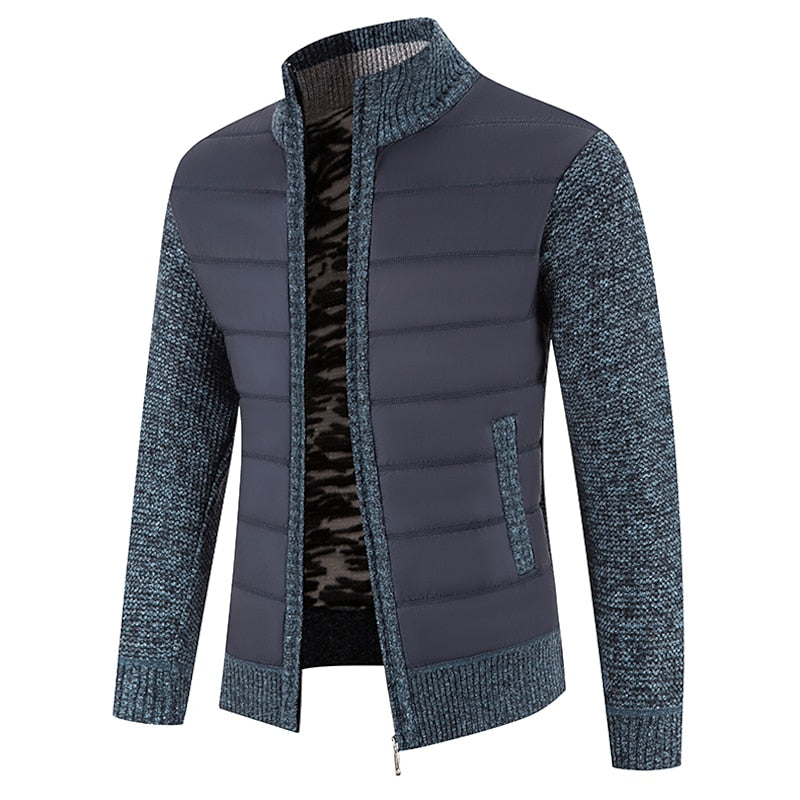 Zip-Front Stand Collar Cardigan
