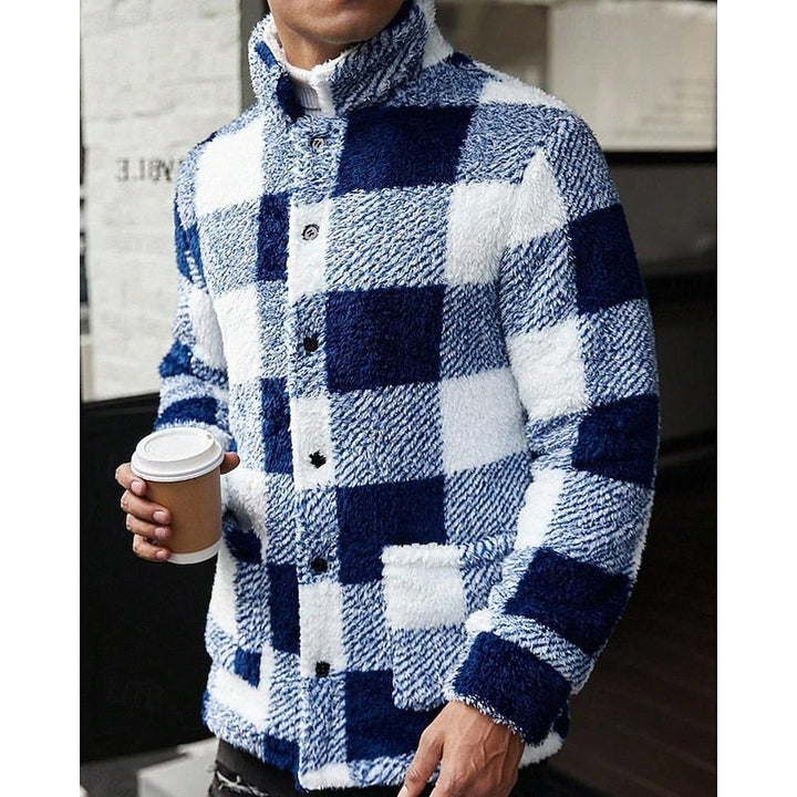 Checked Standing-Collar Jacket