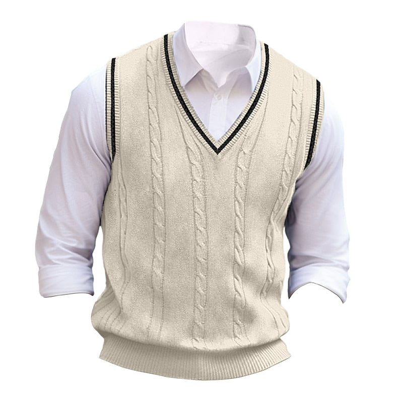 Cable-Knit V-Neck Sweater Vest