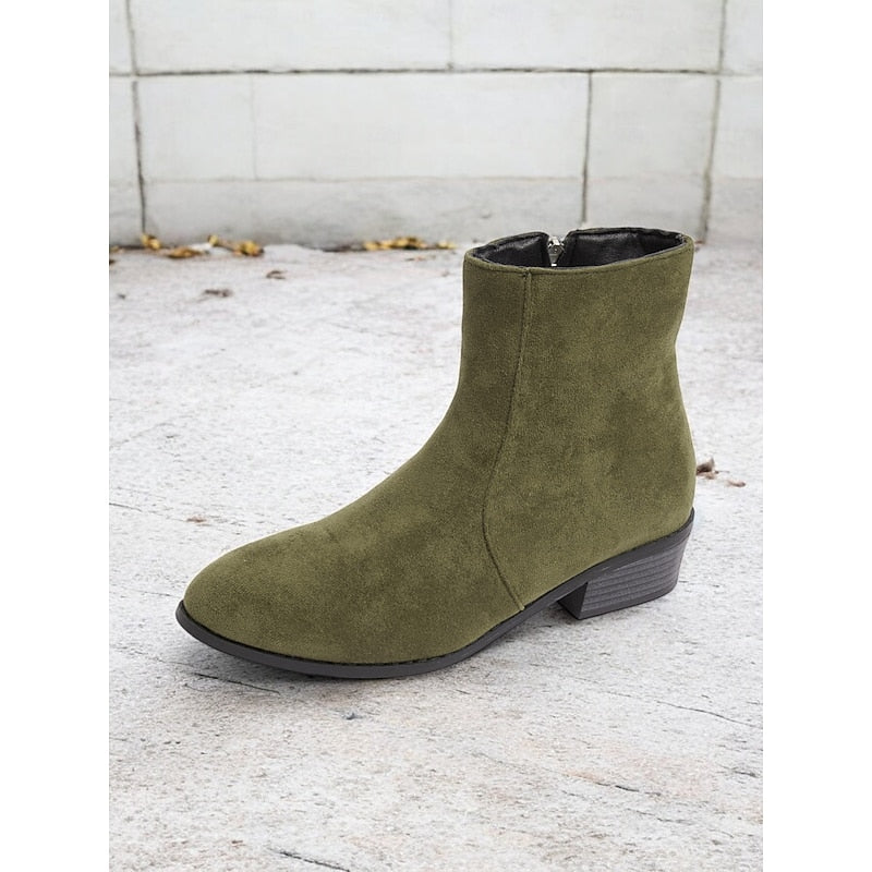 Side-Zip Block Heel Ankle Boots