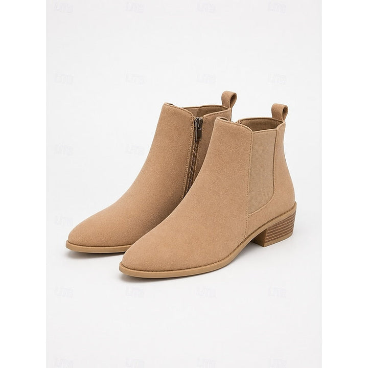 Pointed-Toe Block Heel Ankle Boots