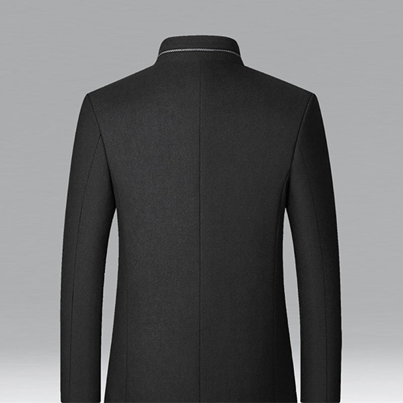 Refined Stand-Collar Overcoat
