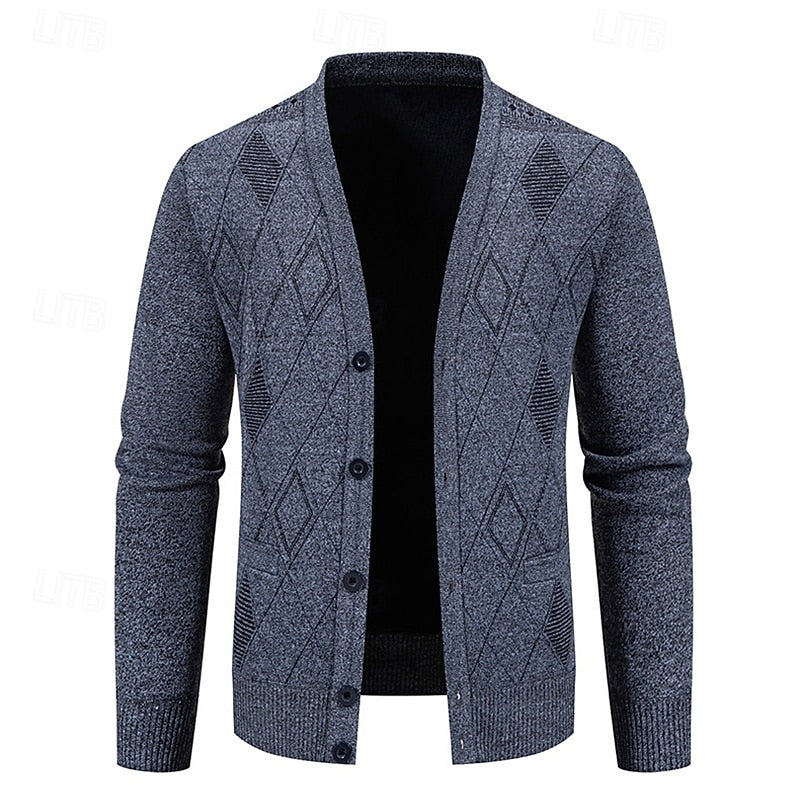 Refined Argyle Cardigan