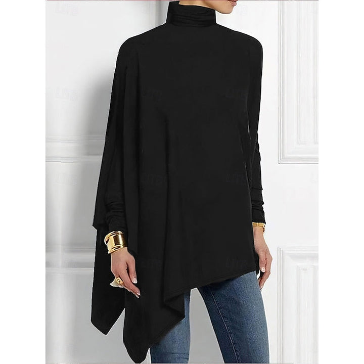 Draped Asymmetrical Turtleneck Top