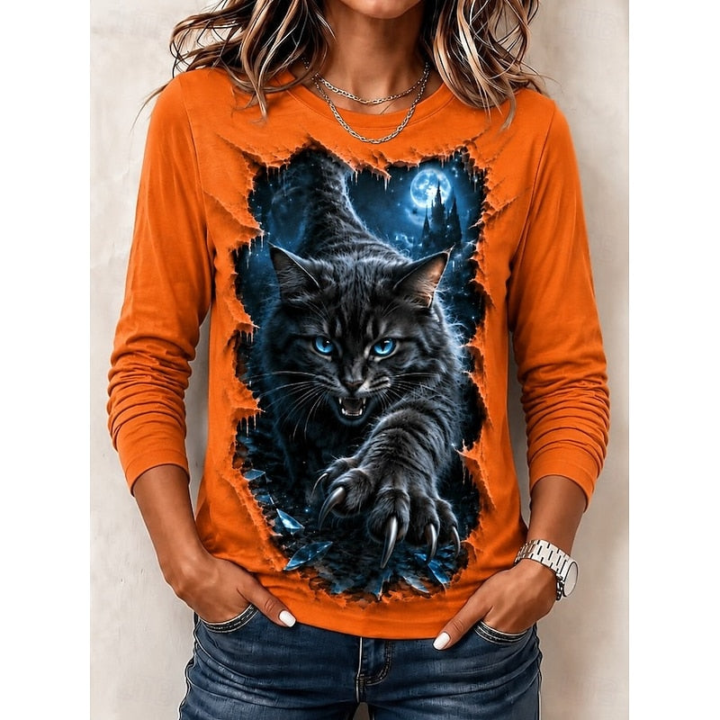 Graphic Halloween Crew Neck Top