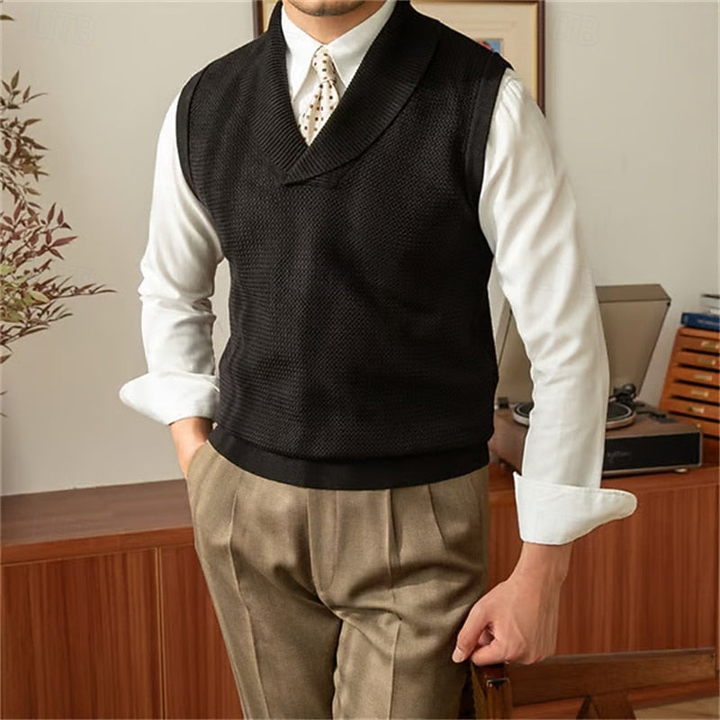 Shawl-Collar Knit Sweater Vest