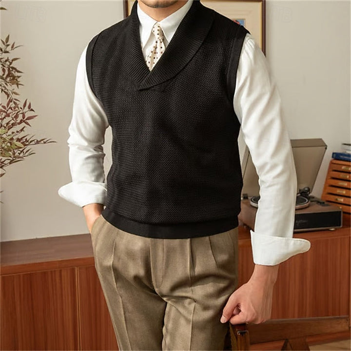 Shawl-Collar Knit Sweater Vest