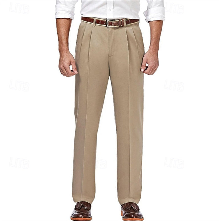 Pleated Straight-Leg Dress Pants