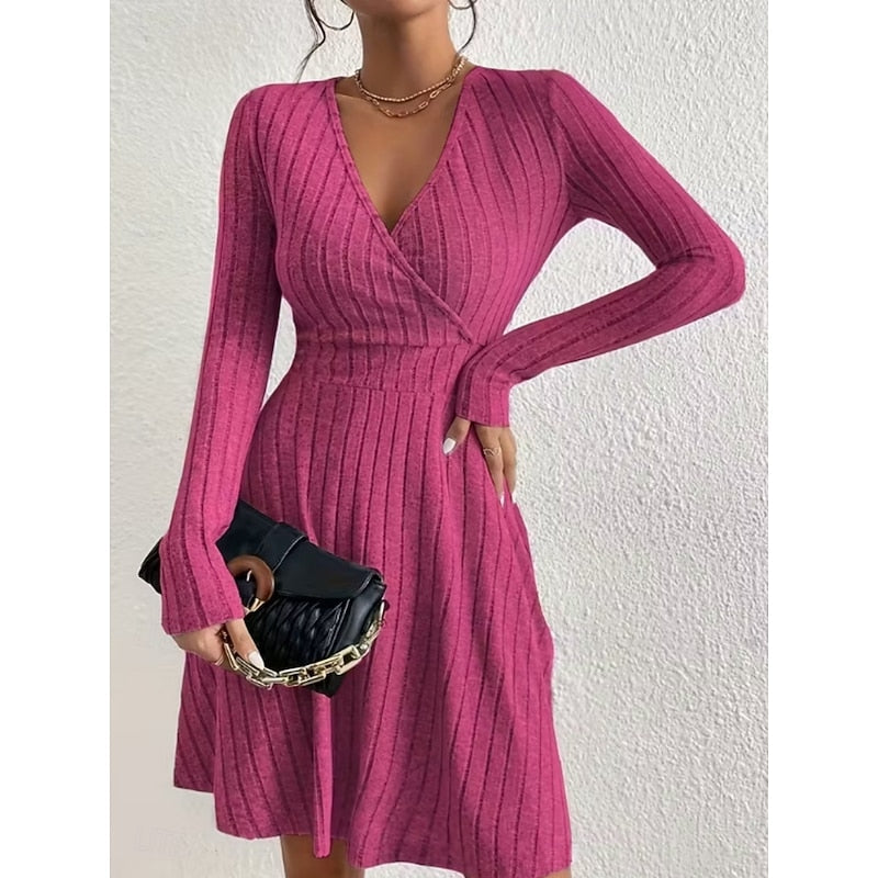 Wrap-Neck A-Line Dress