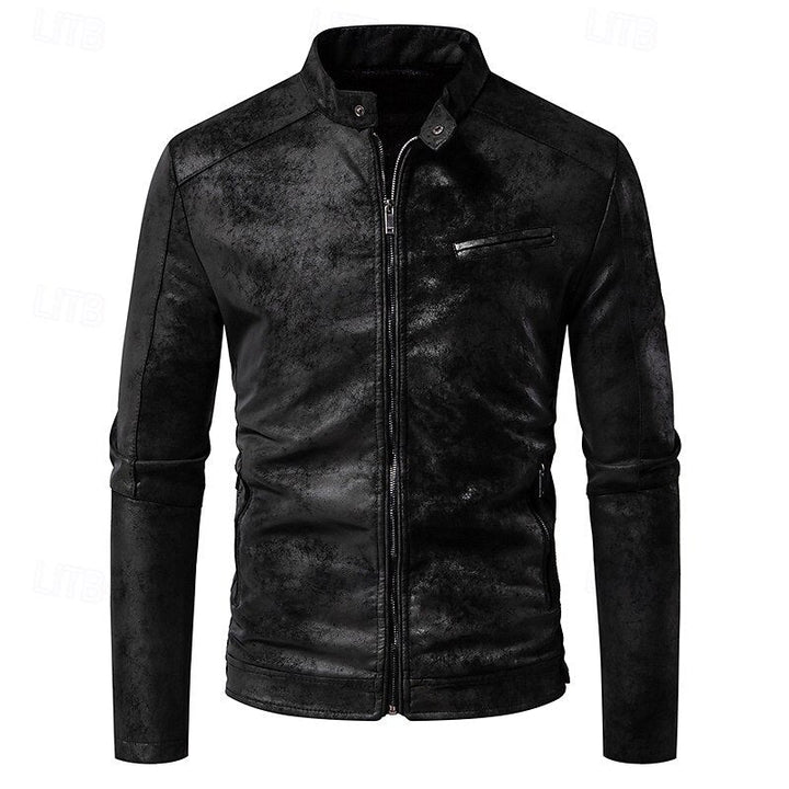 Classic Stand-Collar Biker Jacket