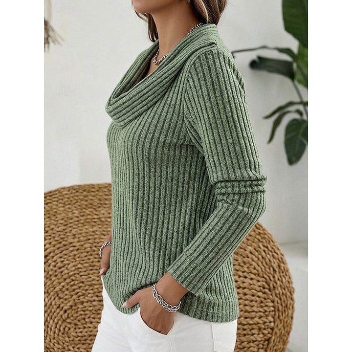 Cowl-Neck Ribbed Top