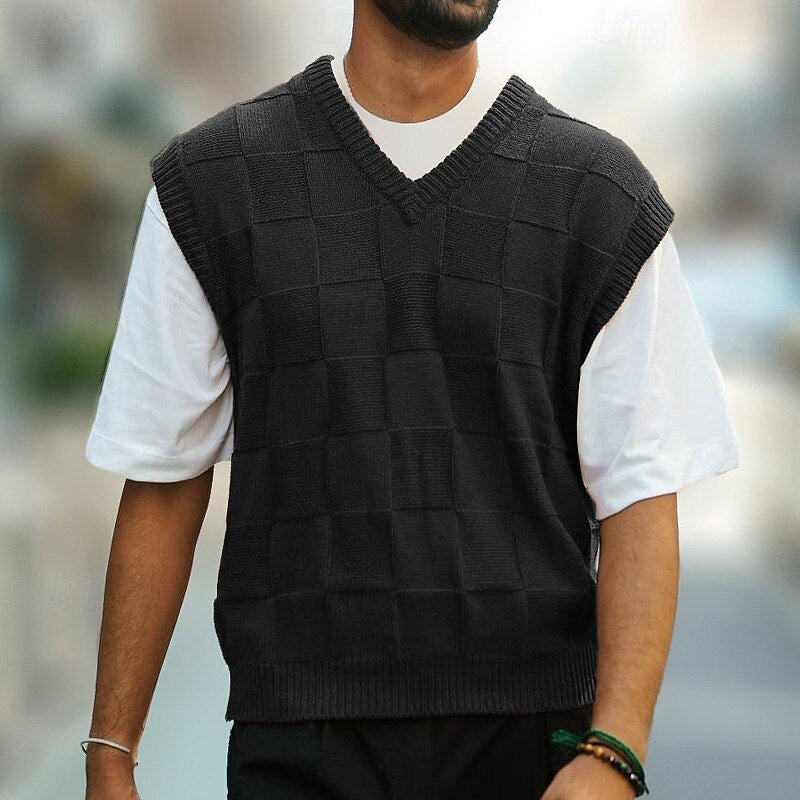 Textured V-Neck Sweater Vest