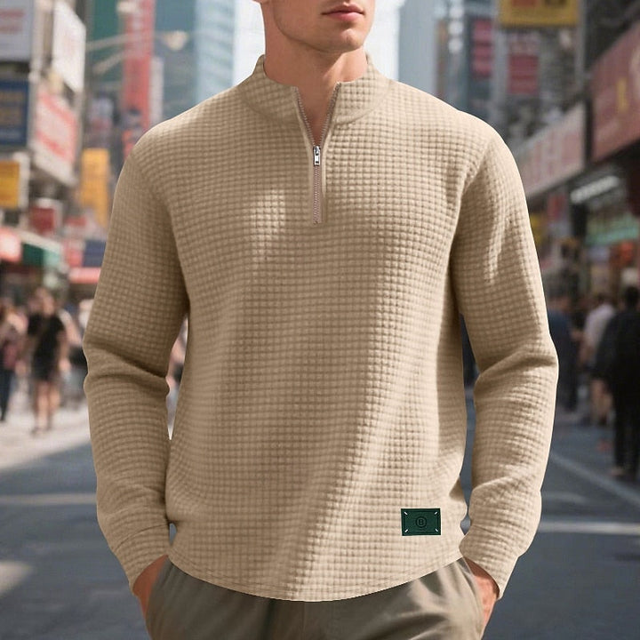 Quarter-Zip Textured Sweatshirt