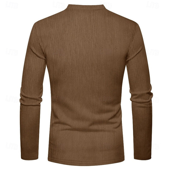 Ribbed Long Sleeve Henley Shirt
