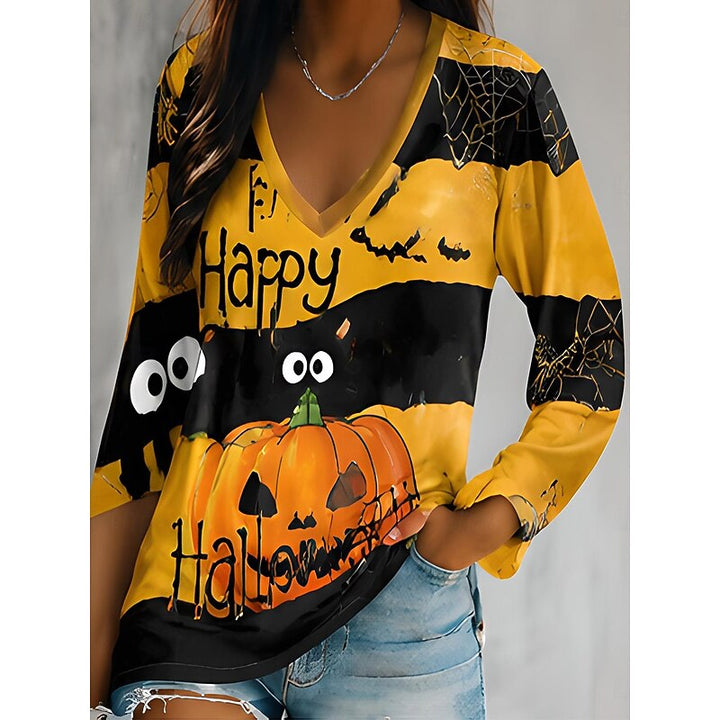 Halloween Graphic V-Neck Top