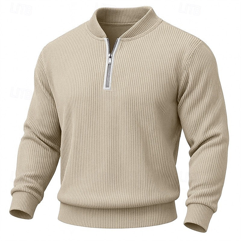 Ribbed Quarter-Zip Pullover