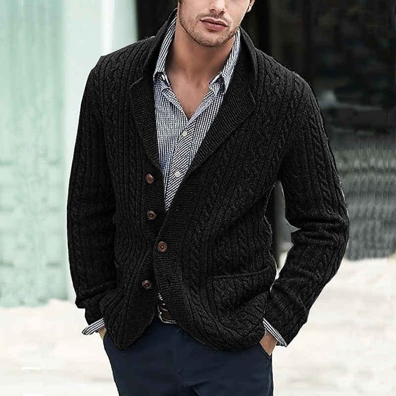 Cable-Knit Button Cardigan